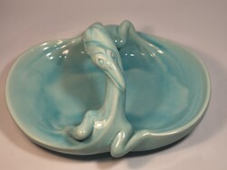 Zsolnay alapmázas sárkányos kínáló tál