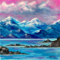 Ha majd leszáll az éj - sötétben világító akrilfestmény - glow in the dark - (40 x 40 cm)