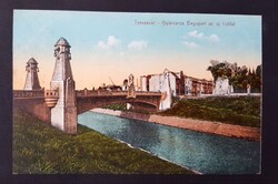 Temesvár Gyárváros Begapart az új híddal 1912 képeslap