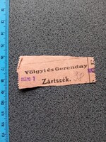 ZA643.36  Mozijegy  Völgyi és Gerenday  1920  - Zártszék   Cinema Mozi  Film