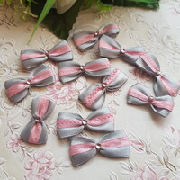 Gray-pink satin bow ornament, decoration