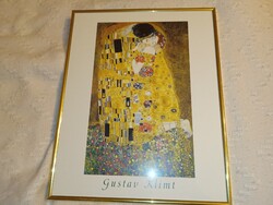Gustav Klimt "A csók" című festményének reprodukciója - bekeretezve 50,5 cm x 40,5 cm