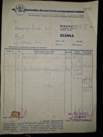 1947, számla a Fonal és Kendő háziipari kft-től, számlailletékbélyeggel