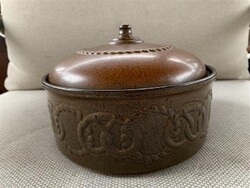 Nyugatnémet Scheurich mázas fedeles kerámia edény, kekszes doboz, rusztikus vidéki stílus, hibátlan