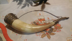 Díszkürt , 875 orosz fémjeles ezüst verettel , kb 30 cm