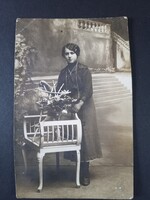 Régi képeslap Fiatal hölgy portréja  "Emlékül Szili Katicától" - Nemes Pál Szfehérvár fotó, kb. 1918
