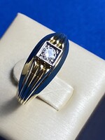 Sárga arany 14 kt gyűrű Brill kővel!