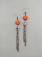 Pink- narancssárga elegáns lógós fülbevaló