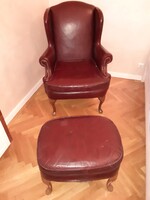 Vintage bőrfotel lábtartóval