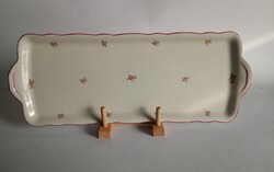 Apró virág mintás Zsolnay porcelán süteményes szendvicses tál tálca 42 x 16 cm