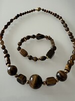 Tigrisszem ékszer szett szabályosra csiszolt szemekből,