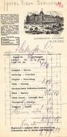 Számla: Hotel Tisza Szálloda, Scherman Kálmán, Szeged 1922.