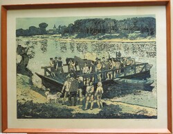 (N) Mészáros Lajos (1925-1971) : Komp a Tiszán