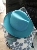 Vadonatúj gyapjú nagyobb kalapom azúrkék hibátlan új