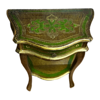 Antik stílusú aranyozott egy fiókos, egy polcos lerakóasztal