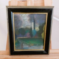 Nagybányai (?) szignózott festmény 29x34 cm kerettel