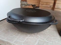 Új 3 az 1 ben Holland Doutch Öntöttvas Wok Üzbég Bogrács sütő Serpenyő Grillező Tárcsa sütő