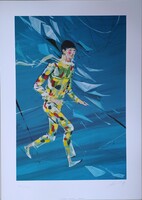 EREDETI, ALÁÍRT, SZÁMOZOTT KASS JÁNOS SZITANYOMAT „Clown” (artista) c. egyedi alkotás 68×48 CM