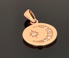 Hold és csillag ezüst medál  14k rosearanyozva   új