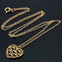 Szív medál lánccal,   925 sterling ezüst, 14 k sárga aranyozással   új