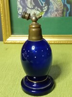 Art Deco kobaltkék parfümszóró üveg palack