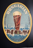 Hungária Porter Beer – ritka export söralátét / címke, 8 Grand Prix (Budapest, kb. 1930–40-es évek)