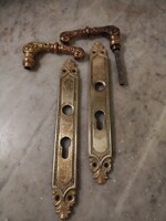 Antik sárgaréz ajtókilincs cilinderrel