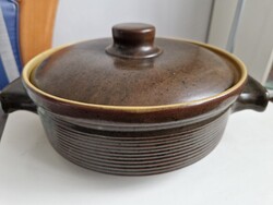 Városlődi majolika,  hibátlan fedeles tál az 1969-75-ös évekből, átmérője 24cm, magassága 15cm