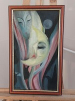 Luna álma szép szignózott festmény 32x52 cm kerettel