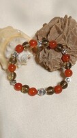 Karneol - füstkvarc karkötő