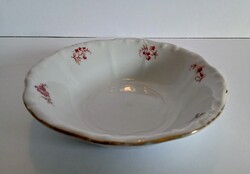 Zsolnay bordó virágos kompótos tányér tál tálka, pótláshoz is, 1 db, 13,3 x 3,5 cm