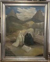 Eladó Bordás Ferenc nagyméretű festménye, 97 cm X 124,5 cm, olaj