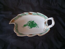 Herendi zöld apponyi mintás levél kis tál