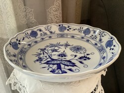 Antik kardos  Meisseni nagy rizses  tál kék hagymamintával