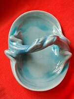 Hibátlan Zsolnay (eozin) alapmázas sárkányfogós - gyíkos tál