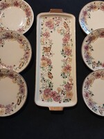 Zsolnay lepke mintás régi 6 személyes süteményes készlet torta tállal hibátlan állapotban