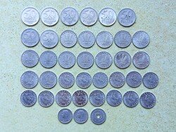 Magyarország 39 db Különböző Érme 2,5,10,20,50 Fillér 1954-1992