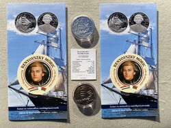 2021 Benyovszky Móric 10000+2000 Forint ezüst-színesfém emlékérme pár, certivel, prospektussal
