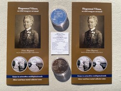 2022 Hugonnai Vilma 15000 + 2000 Forint ezüst-színesfém emlékérme pár, certivel, prospektussal