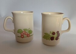 Angol kerámia porcelán bögre csésze füles pohár gyümölcs mintás, 2 db,  10,7 cm