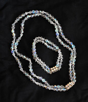 Vintage aurora borealis fazettált üveg kristály gyöngyös kétsoros nyakék és karlánc nyaklánc karkötő