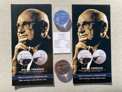 2022 Milton Friedman 15000 + 2000 Forint ezüst-színesfém emlékérme pár, certivel, prospektussal