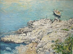 László Ördög (1923-2007): Seashore in Croatia 60x80cm