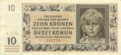 10 korun korona kronen 1942 Cseh Morva Protektorátus 2.