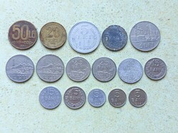 Románia 16 db Különböző Érme 5,15,25 Bani 1,3,5,20,50 Lei Lej 1942-1992