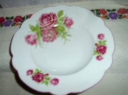 Zsolnay  porcelán falitál  rózsa minta gyöngysor szegéllyel