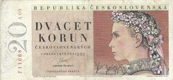 20 korun korona 1949 Nem perforált Csehszlovákia 2.