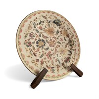 Zsolnay perzsa mintás dísztányér, pajzsos–babérkoszorús pecséttel, 1910 körül