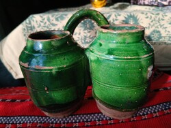 Régi népi cserép fali fűszertartó