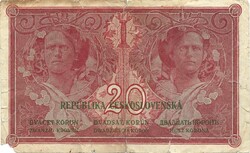 20 korun korona 1919 Csehszlovákia Eredeti nem perforált Nagyon ritka 2.